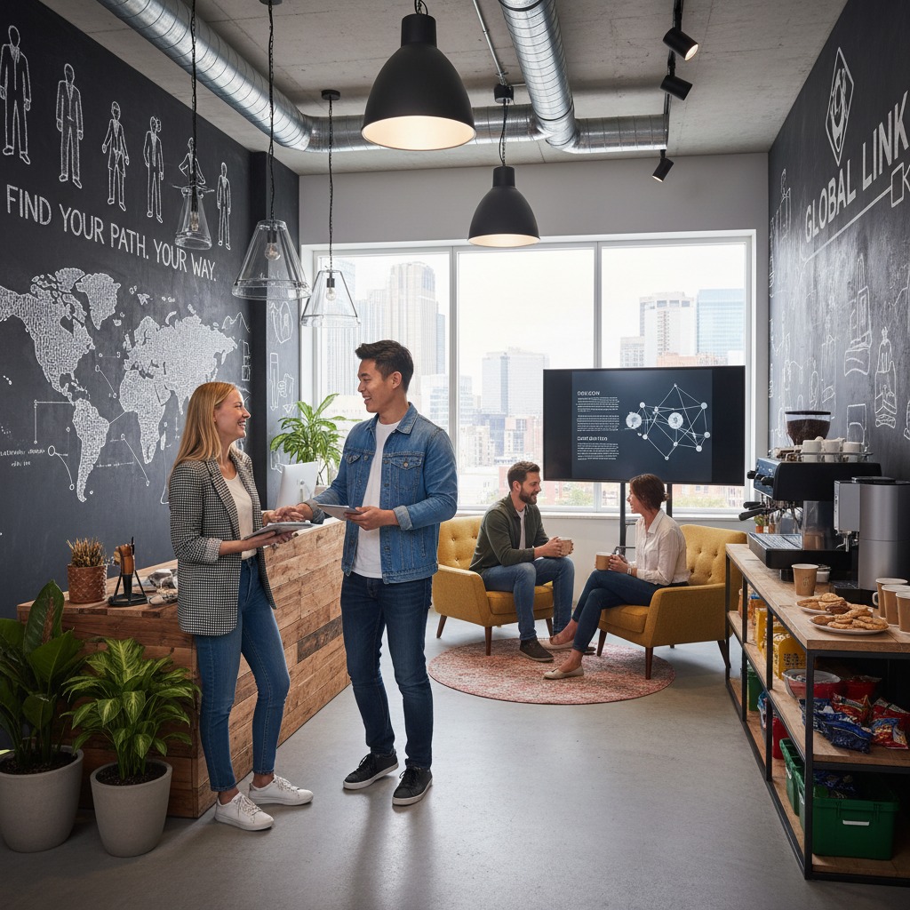 temporary staffing agency, not too formal and preferable people mix with european asian